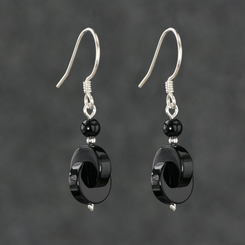 Natural A-level black agate earrings with female original design features, 14K gold-plated earrings with anti-oxidation and anti allergic properties