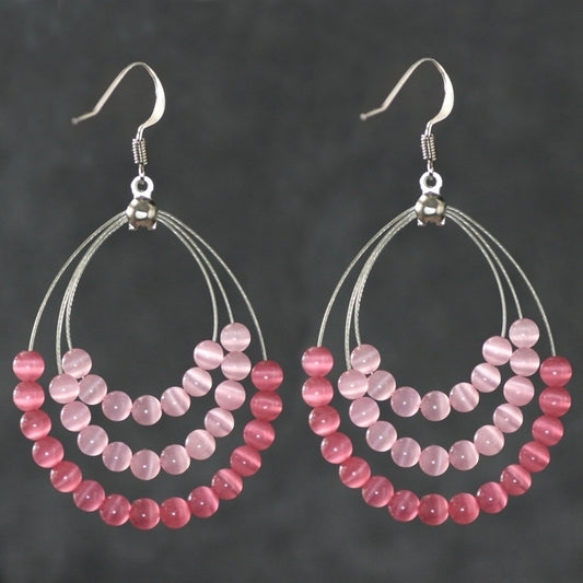 Pink large circular earrings, female original design, ethnic style, exaggerated design, decorative ear accessories